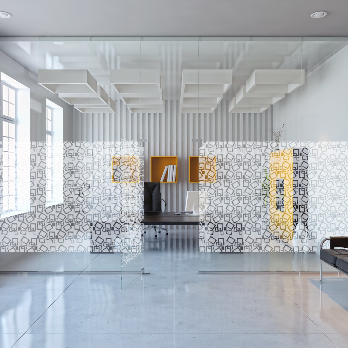 Frosted Architectural Squares Window Film